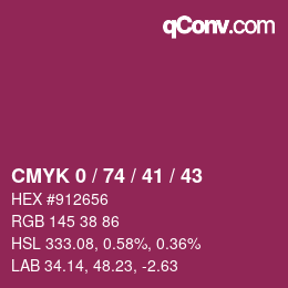 Code couleur: CMYK 0 / 74 / 41 / 43 | qconv.com