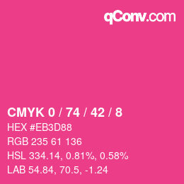 颜色代码: CMYK 0 / 74 / 42 / 8 | qconv.com