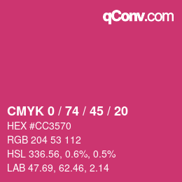 Color code: CMYK 0 / 74 / 45 / 20 | qconv.com