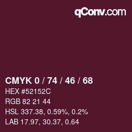 Farbcode: CMYK 0 / 74 / 46 / 68 | qconv.com
