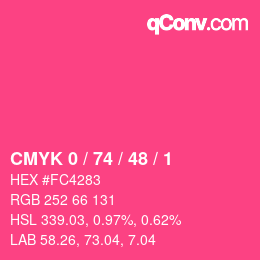 颜色代码: CMYK 0 / 74 / 48 / 1 | qconv.com