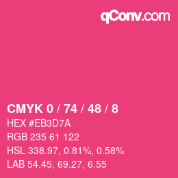 カラーコード: CMYK 0 / 74 / 48 / 8 | qconv.com