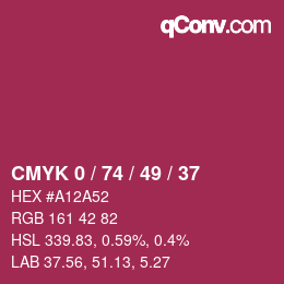 カラーコード: CMYK 0 / 74 / 49 / 37 | qconv.com