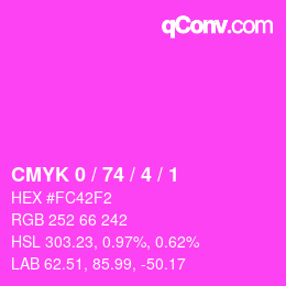 カラーコード: CMYK 0 / 74 / 4 / 1 | qconv.com