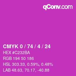 カラーコード: CMYK 0 / 74 / 4 / 24 | qconv.com