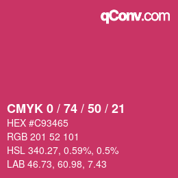 カラーコード: CMYK 0 / 74 / 50 / 21 | qconv.com