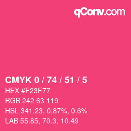 Color code: CMYK 0 / 74 / 51 / 5 | qconv.com