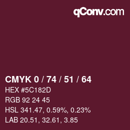 颜色代码: CMYK 0 / 74 / 51 / 64 | qconv.com