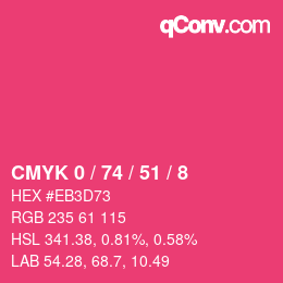 Farbcode: CMYK 0 / 74 / 51 / 8 | qconv.com
