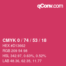 颜色代码: CMYK 0 / 74 / 53 / 18 | qconv.com