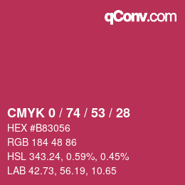 Farbcode: CMYK 0 / 74 / 53 / 28 | qconv.com