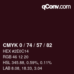 颜色代码: CMYK 0 / 74 / 57 / 82 | qconv.com
