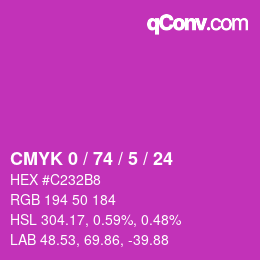 Color code: CMYK 0 / 74 / 5 / 24 | qconv.com
