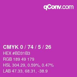 Color code: CMYK 0 / 74 / 5 / 26 | qconv.com