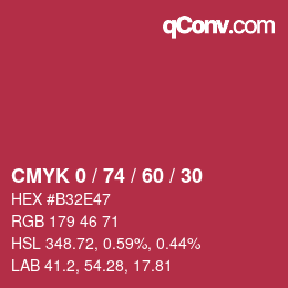 Color code: CMYK 0 / 74 / 60 / 30 | qconv.com
