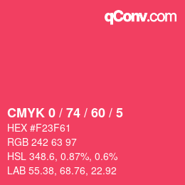 Color code: CMYK 0 / 74 / 60 / 5 | qconv.com