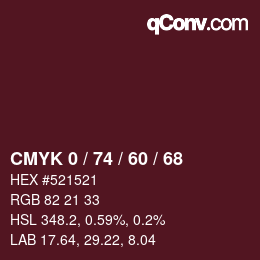 Farbcode: CMYK 0 / 74 / 60 / 68 | qconv.com