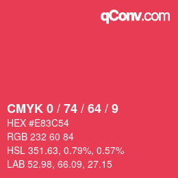 Código de color: CMYK 0 / 74 / 64 / 9 | qconv.com