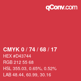 Color code: CMYK 0 / 74 / 68 / 17 | qconv.com