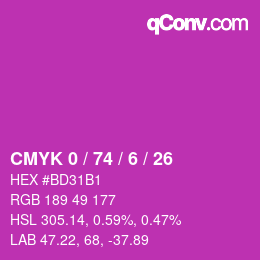 Color code: CMYK 0 / 74 / 6 / 26 | qconv.com