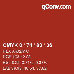 Color code: CMYK 0 / 74 / 83 / 36 | qconv.com