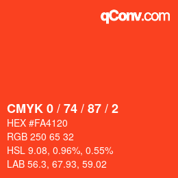 Color code: CMYK 0 / 74 / 87 / 2 | qconv.com