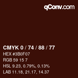 Color code: CMYK 0 / 74 / 88 / 77 | qconv.com