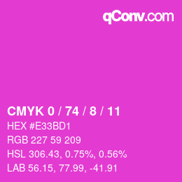 カラーコード: CMYK 0 / 74 / 8 / 11 | qconv.com