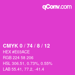 Color code: CMYK 0 / 74 / 8 / 12 | qconv.com
