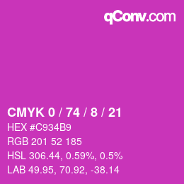 Color code: CMYK 0 / 74 / 8 / 21 | qconv.com