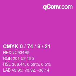 カラーコード: CMYK 0 / 74 / 8 / 21 | qconv.com