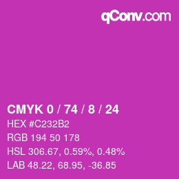 カラーコード: CMYK 0 / 74 / 8 / 24 | qconv.com