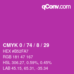 カラーコード: CMYK 0 / 74 / 8 / 29 | qconv.com