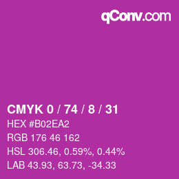 カラーコード: CMYK 0 / 74 / 8 / 31 | qconv.com