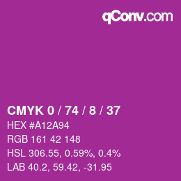 カラーコード: CMYK 0 / 74 / 8 / 37 | qconv.com