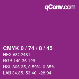 Color code: CMYK 0 / 74 / 8 / 45 | qconv.com