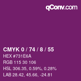 Color code: CMYK 0 / 74 / 8 / 55 | qconv.com