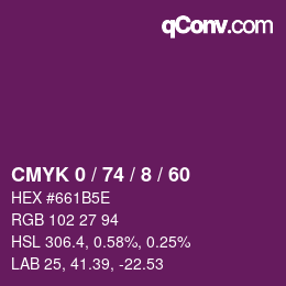 カラーコード: CMYK 0 / 74 / 8 / 60 | qconv.com