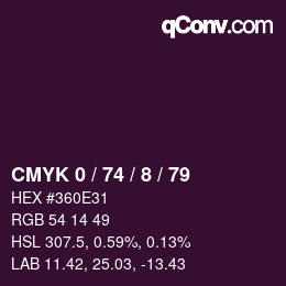 颜色代码: CMYK 0 / 74 / 8 / 79 | qconv.com