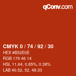 Color code: CMYK 0 / 74 / 92 / 30 | qconv.com