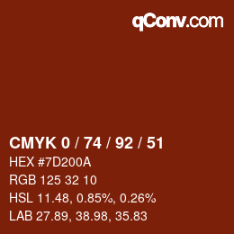 カラーコード: CMYK 0 / 74 / 92 / 51 | qconv.com