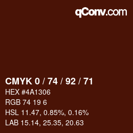 Color code: CMYK 0 / 74 / 92 / 71 | qconv.com