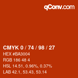 Color code: CMYK 0 / 74 / 98 / 27 | qconv.com
