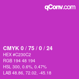 カラーコード: CMYK 0 / 75 / 0 / 24 | qconv.com