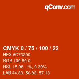 颜色代码: CMYK 0 / 75 / 100 / 22 | qconv.com