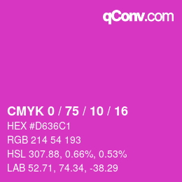 カラーコード: CMYK 0 / 75 / 10 / 16 | qconv.com