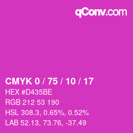 カラーコード: CMYK 0 / 75 / 10 / 17 | qconv.com