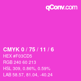 カラーコード: CMYK 0 / 75 / 11 / 6 | qconv.com