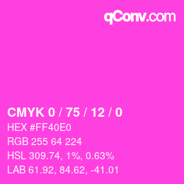 カラーコード: CMYK 0 / 75 / 12 / 0 | qconv.com