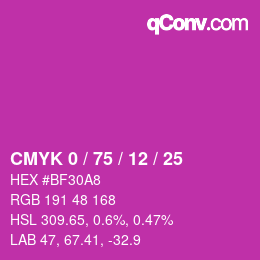 カラーコード: CMYK 0 / 75 / 12 / 25 | qconv.com